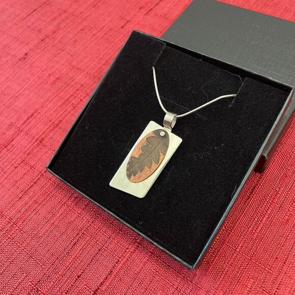 Jessie Senecal Handmade Sterling Silver "Copper Oak" Necklace - Picture 1 of 4